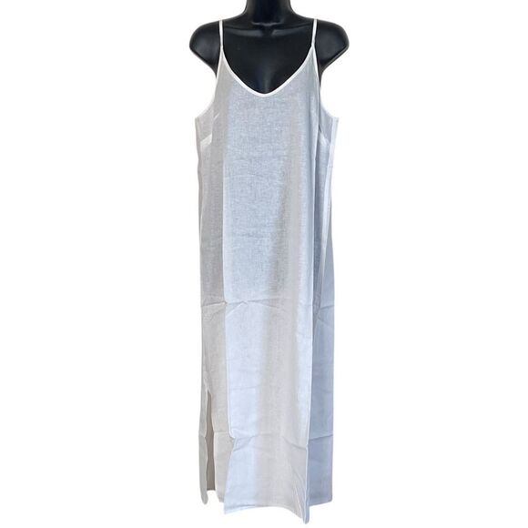 Andie Barreta Coconut Off White Linen Rayon Slip Midi Dress Sz M NWT - Picture 2 of 12